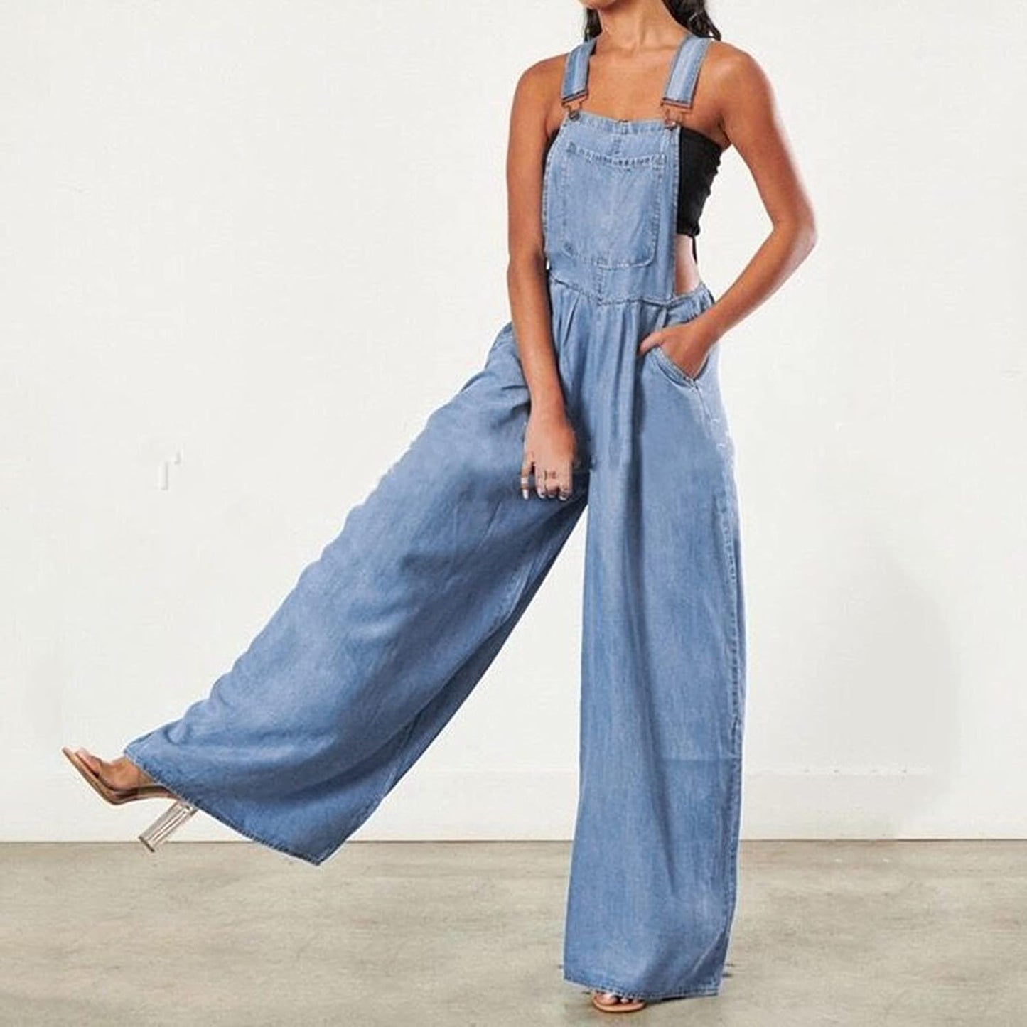 Womens Denim Jumpsuit Sexy off Shoulder Long Pants Romper Casual Jeans Playsuit Overalls Casual Loose Jumpsuits