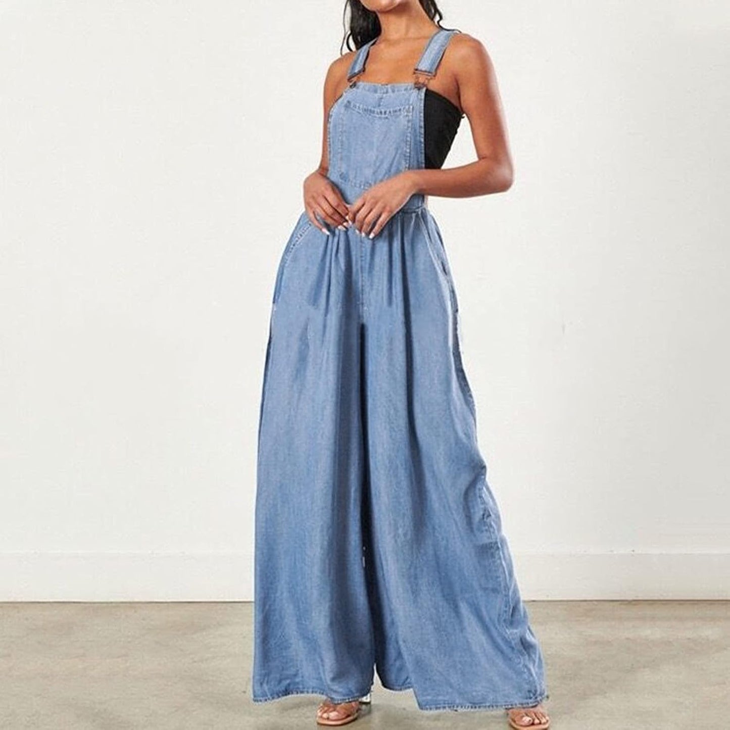 Womens Denim Jumpsuit Sexy off Shoulder Long Pants Romper Casual Jeans Playsuit Overalls Casual Loose Jumpsuits