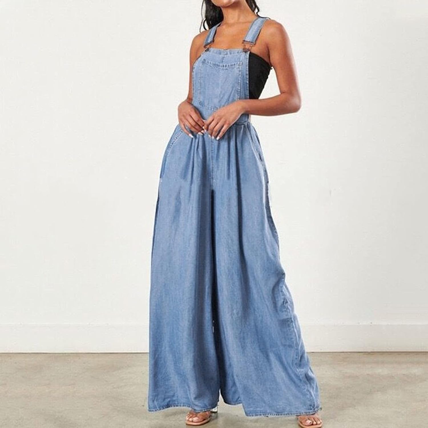 Womens Denim Jumpsuit Sexy off Shoulder Long Pants Romper Casual Jeans Playsuit Overalls Casual Loose Jumpsuits