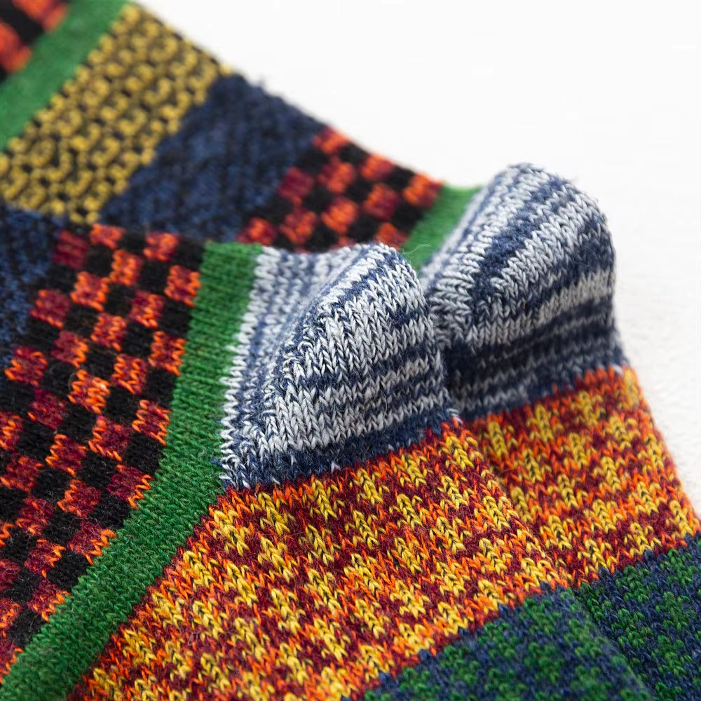 Brand 5 Pairs Winter Men'S Socks Thicken Sheep'S Wool Socks Warm Men Retro Style Colorful Fashion Man Socks for Snow Boots
