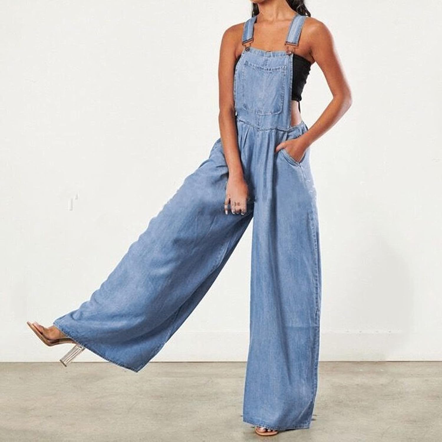 Womens Denim Jumpsuit Sexy off Shoulder Long Pants Romper Casual Jeans Playsuit Overalls Casual Loose Jumpsuits