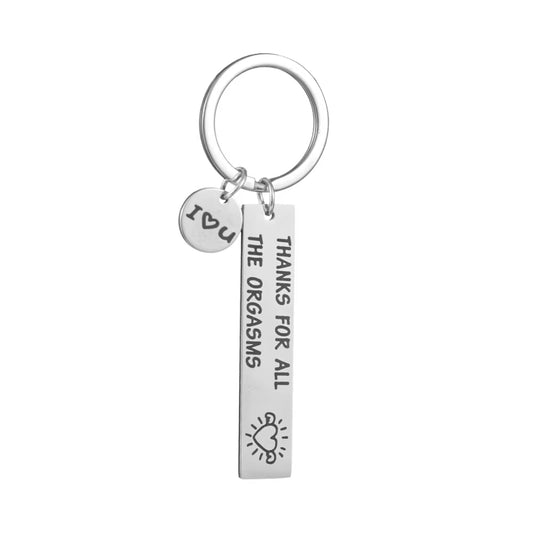 Custom Engraved Keychain Thank You for All Orgasms I Love You Keyring Couple Jewelry Keychain Gifts Give to My Boyfriend Husband